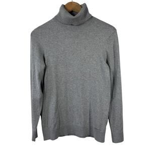 Tommy Hilfiger Turtle Neck Top Women M NWT Gray Cotton Long Sleeve Spring Modest
